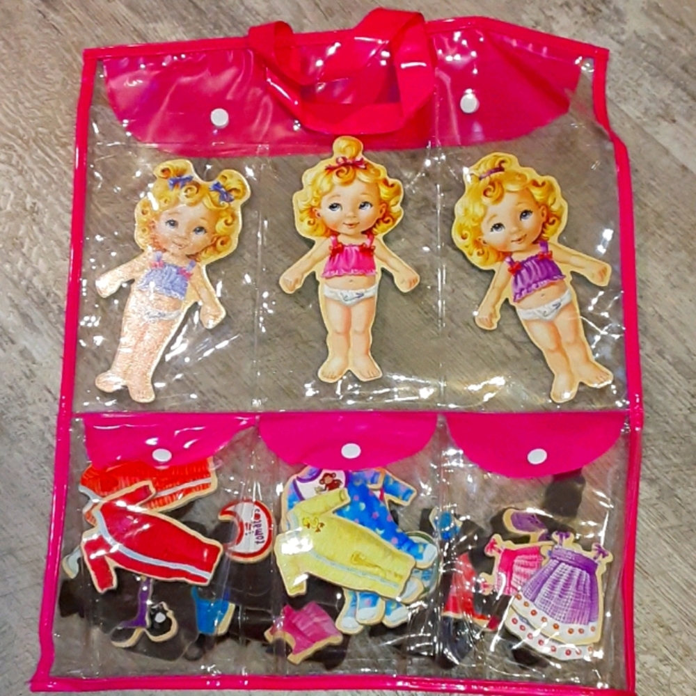 51 pieces triplet doll magnetic playset